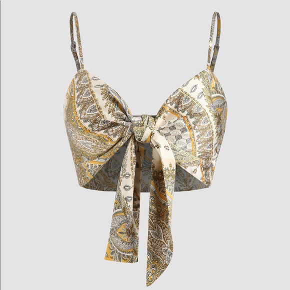 Boho Paisley Tie Front Tank Top Along With Boho Paisley Shorts - Picture 1 of 2